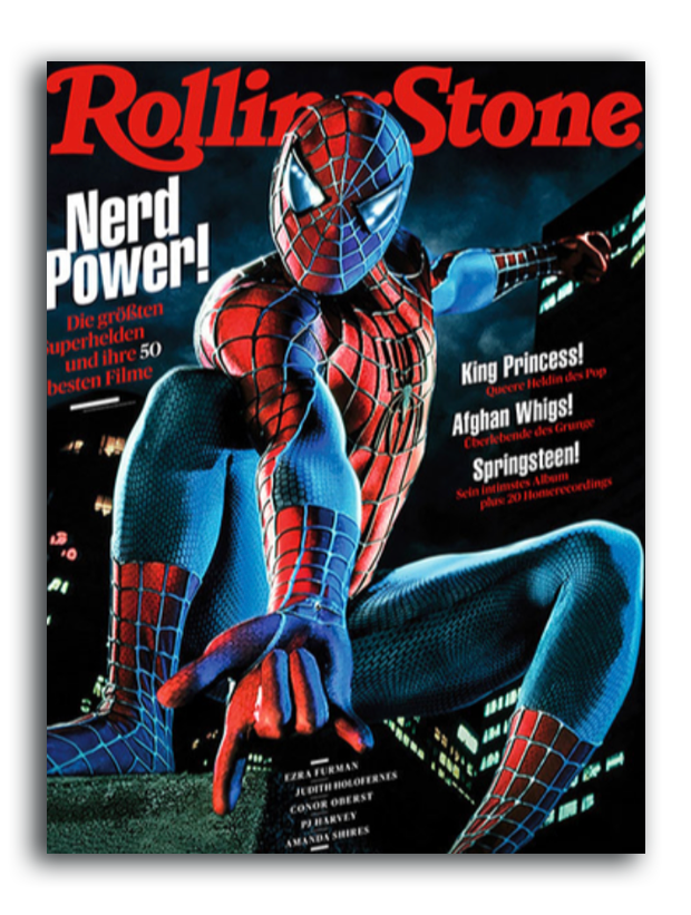 Spider Man on Rolling Stone Germany magazine cover.